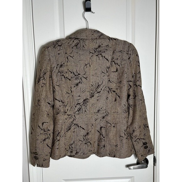 COLDWATER CREEK Tweed Blazer Jacket Size 4 Brown Print - Picture 2 of 13